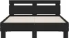 A black wooden bed frame with a slatted base, shown from the front. Anteprima dell’immagine prodotto