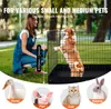 A woman is interacting with a dog in a metal pet crate outdoors, with smaller images of other pets at the bottom. Voir les images du produit