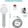 Diagram showing the dimensions and components of a shower head set. Produktbild-Vorschau