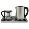 A tea maker set with an electric kettle and a glass teapot with an infuser, placed on a black induction heating base with a touch control panel. Podgląd zdjęcia produktu