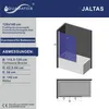 Product information and diagram for a shower screen. Produktbild-Vorschau