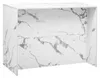A white kitchen island with a marble-like pattern. Voir les images du produit