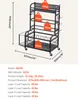 A black metal storage rack with wheels and hooks, displaying load capacity labels on each shelf. Náhľad obrázku produktu