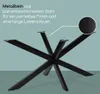 A black metal table base with a close-up inset showing the texture of the material. Voir les images du produit