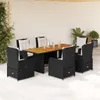 vidaXL 7-tlg. Garten-Essgruppe mit Kissen Schwarz Poly Produktbild-Vorschau 2