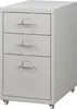 A light gray metal filing cabinet with three drawers. Voir les images du produit