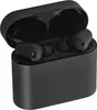 A pair of black wireless earbuds in their charging case. Podgląd zdjęcia produktu
