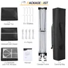 A flat lay image showing all the components of a pop-up canopy tent package. Voir les images du produit