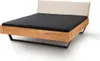 Bett Mons 200x220 cm Sonderlänge Wildeiche Massiv mit Stoffkopfteil Beige Produktbild-Vorschau
