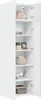 A tall, white cabinet with its doors open, revealing several shelves stocked with various items. Voir les images du produit