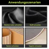 A collage of four images showing different materials being cut, with German text captions. Produktbild-Vorschau