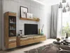 A modern living room with a wall-mounted entertainment unit, TV, and decorative items. Produktbild-Vorschau