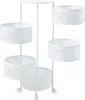 A white, multi-tiered rolling cart with mesh baskets. Voir les images du produit