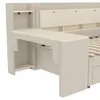 A close-up view of a bed frame with an integrated desk and shelving unit. Anteprima dell’immagine prodotto