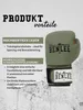 A boxing glove with product features listed next to it. Produktbild-Vorschau