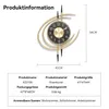 A decorative wall clock with dimensions and product information displayed. Produktbild-Vorschau