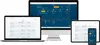 Multiple electronic devices (desktop monitor, laptop, tablet, smartphone) displaying a weather forecast application interface. Anteprima dell’immagine prodotto