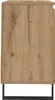 A side view of a wooden cabinet with a black metal base. Podgląd zdjęcia produktu