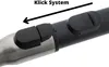 A close-up view of a black vacuum cleaner extension tube with two black buttons and a silver connector. Voir les images du produit
