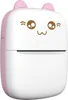 A front view of a white and pink mini printer with a cat face design. Produktbild-Vorschau