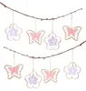 8er Set Holz Anhänger Schmetterling Blume Natur Rosa Lila Produktbild-Vorschau 1