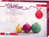 The image shows the packaging of a ROTH "WollKram" Adventskalender, featuring three crocheted Christmas ornaments. Produktbild-Vorschau