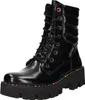 A black patent leather boot with rainbow stitching on the sole. Anteprima dell’immagine prodotto