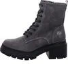 A side view of a gray lace-up boot with a thick black sole and heel. Produktbild-Vorschau