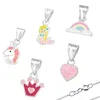 Kinderkette 925 Silber Kette: Glitzer Anhänger Halskette Produktbild-Vorschau 2