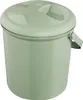 A light green plastic trash can with a lid and a handle on the side, isolated on a white background. Produktbild-Vorschau