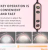 A product image showcasing a LED video light with a remote control and a color temperature slider, demonstrating different light settings. Náhľad obrázku produktu