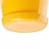A close-up view of the bottom of a yellow plastic plant pot and its saucer. Podgląd zdjęcia produktu