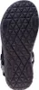 The sole of a black sandal is shown from an underneath view against a white background. Podgląd zdjęcia produktu
