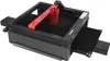 A black laser engraving machine with red accents is shown from a slightly elevated, diagonal angle against a white background. Produktbild-Vorschau