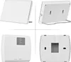A collage of four images showing different views of a white digital thermostat. Podgląd zdjęcia produktu