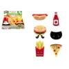A collage of plush fast food toys and their packaging. Produktbild-Vorschau
