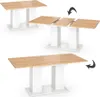 A dining table shown in three stages of extension, illustrating its functionality. Voir les images du produit