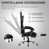 A black office chair with a footrest extended, shown with diagrams illustrating its adjustable features. Anteprima dell’immagine prodotto