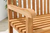 A close-up view of the armrest and seat of a wooden garden bench. Produktbild-Vorschau