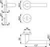 Technical drawing with dimensions of a door handle. Produktbild-Vorschau