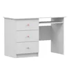 A white desk with three drawers and pink knobs, shown against a white background. Produktbild-Vorschau