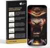 A product packaging box with installation instructions for a hydrogel screen protector, next to a smartphone with the screen protector applied. Produktbild-Vorschau