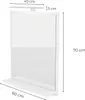 A white LED bathroom mirror with a shelf and dimensions indicated. Produktbild-Vorschau