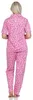 Damen Pyjama kurzarm Schlafanzug Pyjama-Set;  Pink L/40 Produktbild-Vorschau 4