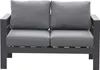 A gray outdoor loveseat with cushions, shown from the front against a white background. Produktbild-Vorschau