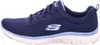 Side view of a blue Skechers women's athletic shoe. Voir les images du produit