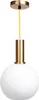 A pendant light with a white globe shade and a gold fixture. Voir les images du produit