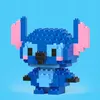 A 3D model of the character Stitch from Lilo & Stitch, constructed from building blocks, against a solid light blue background. Produktbild-Vorschau
