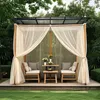 Outdoor gazebo with furniture and sheer curtains. Produktbild-Vorschau
