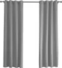 Two gray curtains hanging on a curtain rod against a white background. Voir les images du produit